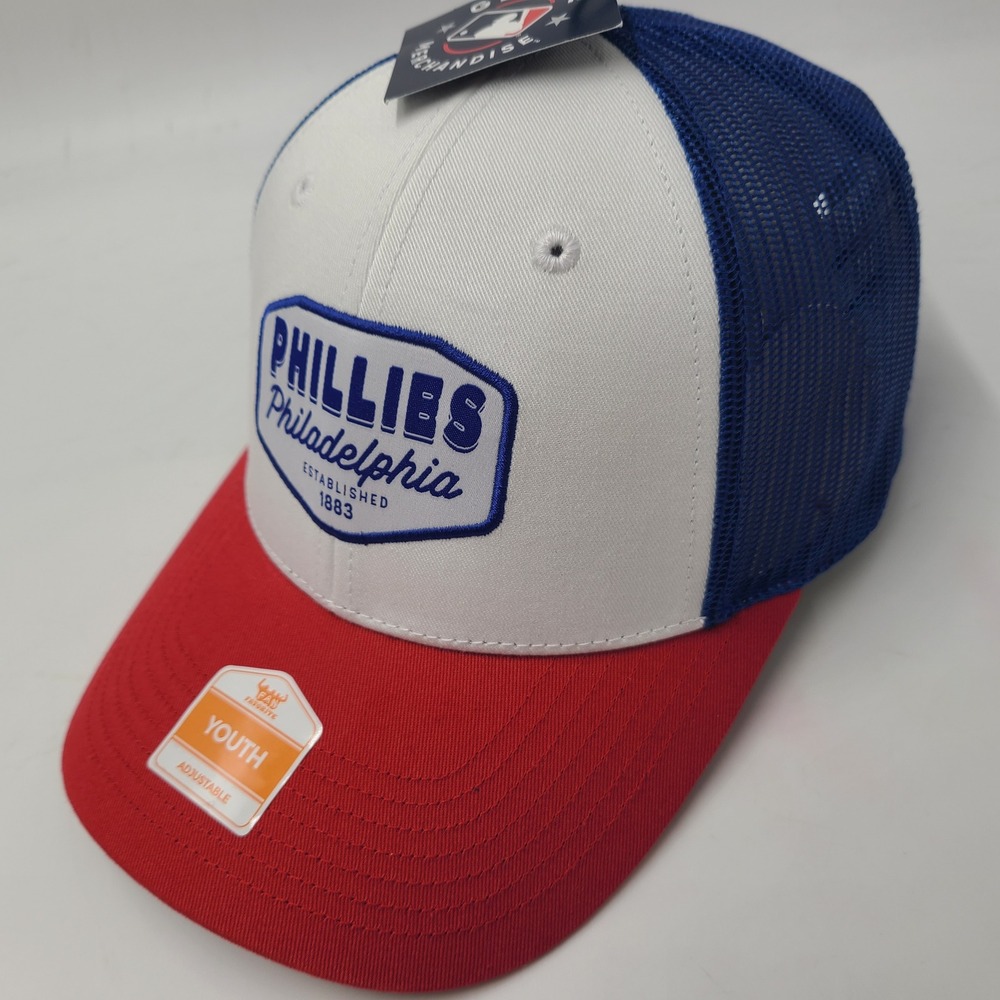 Youth Philadelphia Phillies Hat Snapback Mesh Fan Favorite White Red Blue MLB